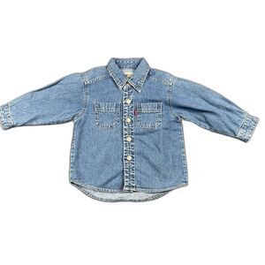 Levis Red Tab Jeans Denim Button Boys 24M Classic VTG Shirt 90s